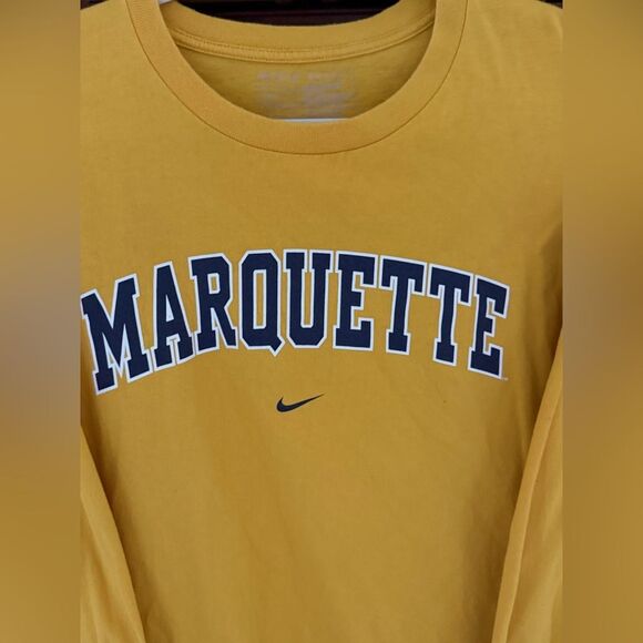 Nike Team Marquette University long sleeved tshirt in yellow XL Vinatge - Picture 2 of 6